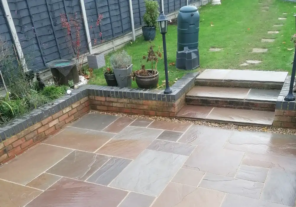 indian sandstone patio installation northamptonshire